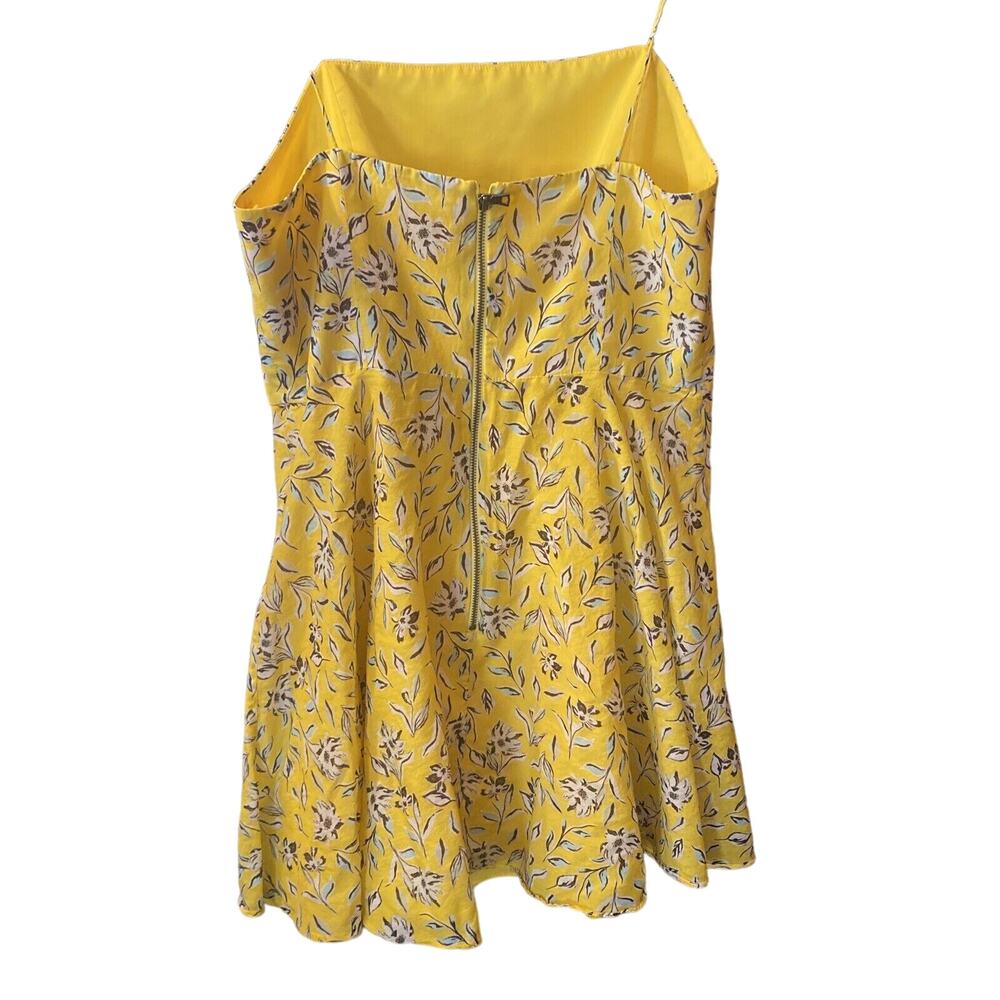 ALICE + OLIVIA Glinda Floral Silk-Cotton A-Line Swinging Sunbeam Yellow Dress 10 - Picture 4 of 7